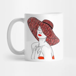 Elegant Red Hat Style: Subtle Mystery Mug